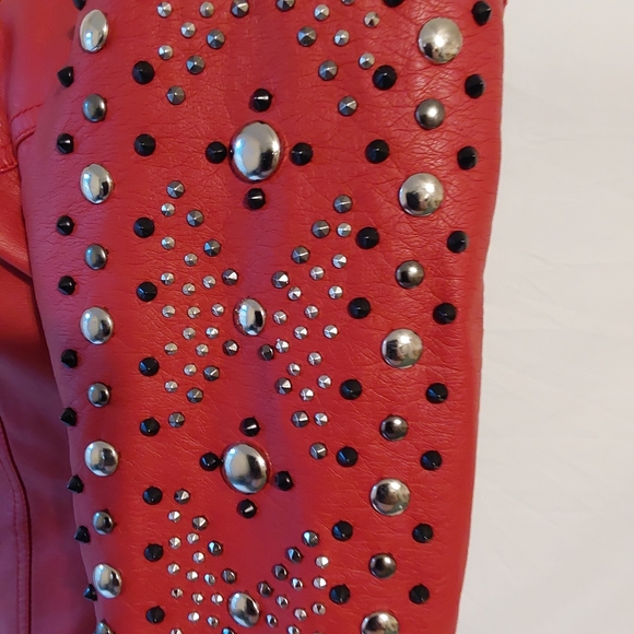 V Christian Red Faux Leather Moto Jacket. SIZE SMALL - Picture 8 of 16